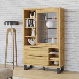 Halle 13 Tall Display Cabinet 120cm - Oak Wotan 120cm