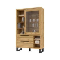Halle 13 Tall Display Cabinet 120cm - Oak Wotan 120cm - thumbnail 2