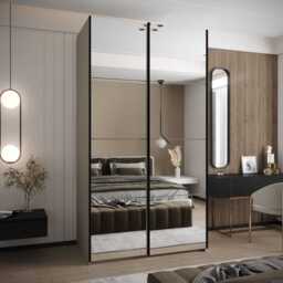 Trosa II Sliding Door Wardrobe 130cm - Black 130cm - thumbnail 2