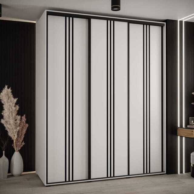 Cannes VI Sliding Door Wardrobe 200cm - White 200cm - image 1