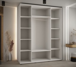 Cannes VI Sliding Door Wardrobe 200cm - White 200cm - thumbnail 6
