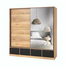 Beta Sliding Door Wardrobe 200cm [Oak Mauvella] - Oak Mauvella 200cm - thumbnail 2