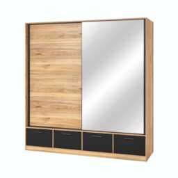 Beta Sliding Door Wardrobe 200cm [Oak Mauvella] - Oak Mauvella 200cm - thumbnail 3