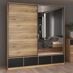 Beta Sliding Door Wardrobe 200cm [Oak Mauvella] - Oak Mauvella 200cm - thumbnail 1
