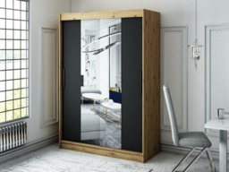 Leto T1 Sliding Door Wardrobe 150cm - Black 150cm - thumbnail 2