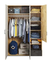 Qubic 02 Hinged Wardrobe 130cm with LED - Oak Artisan 130cm - thumbnail 4