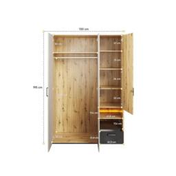 Qubic 02 Hinged Wardrobe 130cm with LED - Oak Artisan 130cm - thumbnail 3
