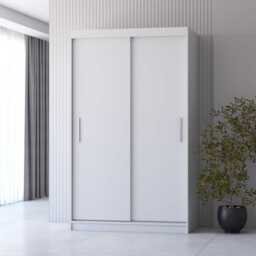 Neomi 04 Sliding Door Wardrobe 120cm - White White Matt 120cm