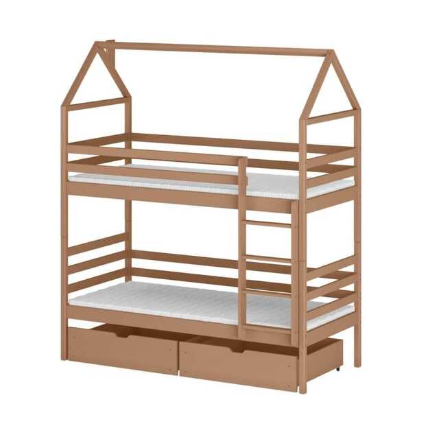 Wooden Bunk Bed Alex With Storage - Cinnamon Foam/Bonnell Mattresses - image 1