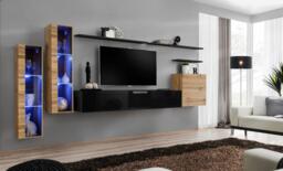 "Switch XI Entertainment Unit For TVs Up To 75"" - Black 330cm Oak Wotan" - thumbnail 1
