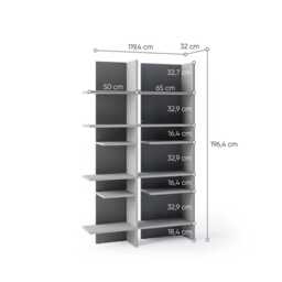 Fitt FL-01P Bookcase 119cm - Grey 119cm - thumbnail 4