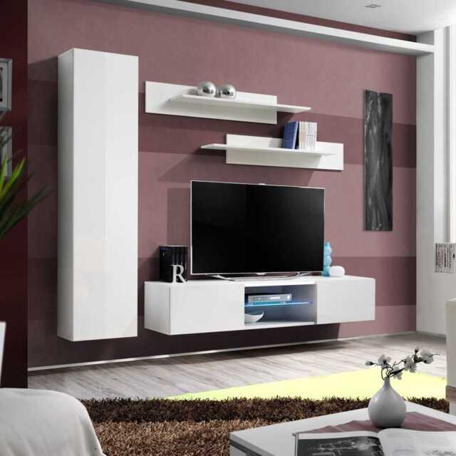 "Fly R1 Entertainment Unit For TVs Up To 60"" - White 210cm" - image 1