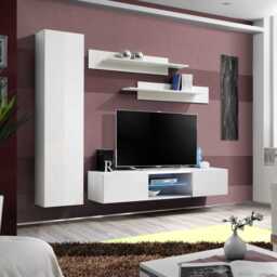 "Fly R1 Entertainment Unit For TVs Up To 60"" - White 210cm" - thumbnail 1