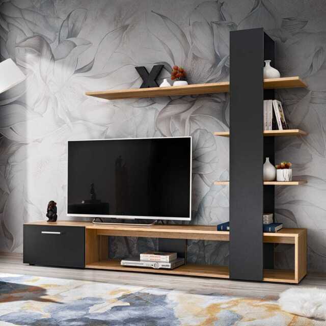 "Eco Entertainment Unit For TVs Up To 58"" - Black 190cm" - image 1