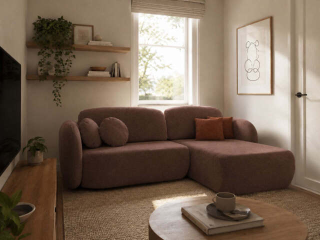 Corner Sofa Bed Olio I - Brown 248cm Right - image 1