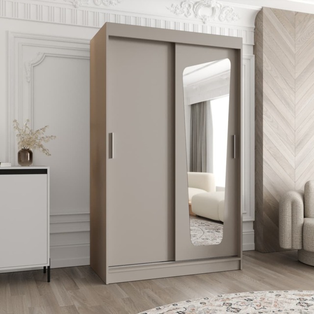 Moka Sliding Door Wardrobe 120cm - Cashmere 120cm - image 1