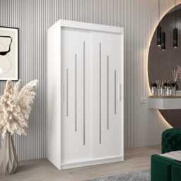 York Sliding Door Wardrobe 100cm - White 100cm