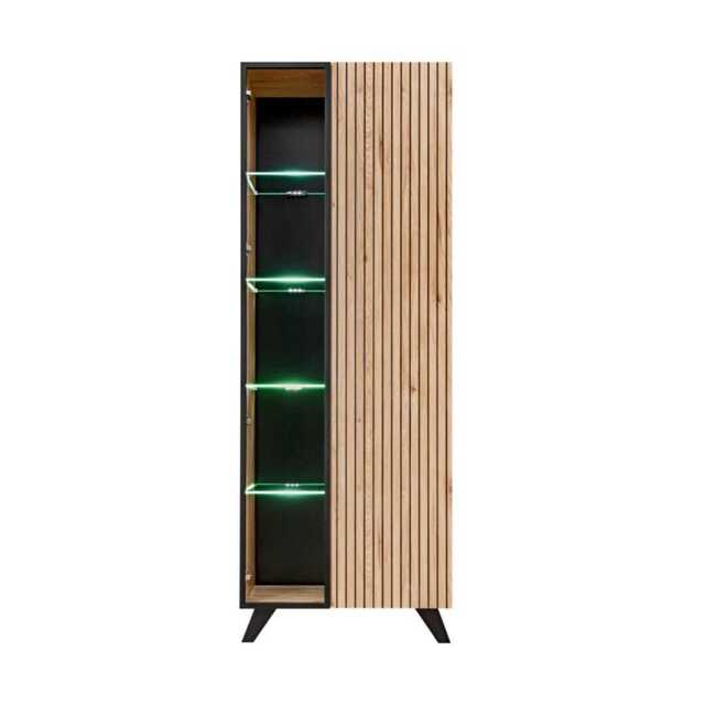 Liam Tall Display Cabinet 70cm - Oak Hickory 70cm - image 1