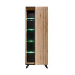 Liam Tall Display Cabinet 70cm - Oak Hickory 70cm - thumbnail 1