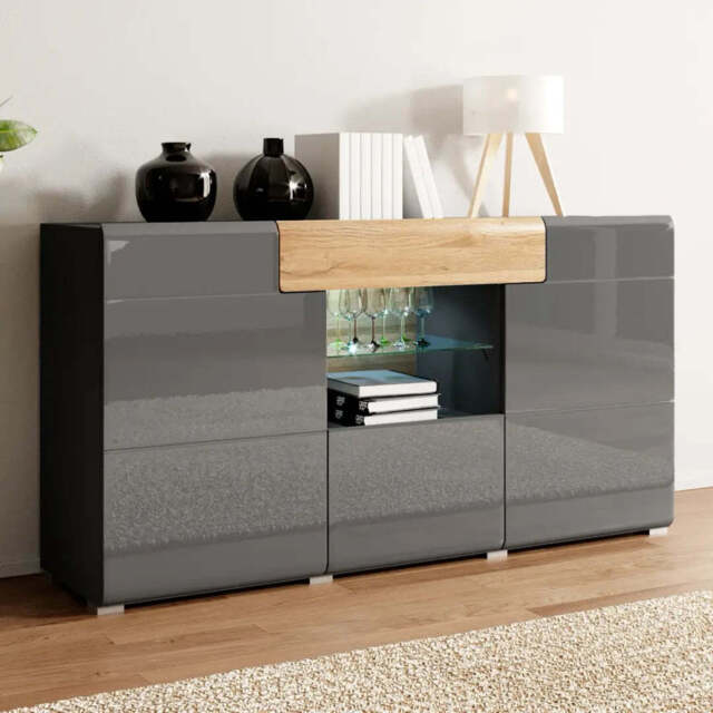 Toledo 26 Sideboard Cabinet 159cm - Grey Gloss 159cm - image 1