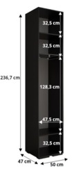 Inova II Hinged Door Wardrobe 50cm - Black 50cm - thumbnail 6