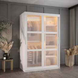 Flutes I Sliding Door Wardrobe 120cm - Black 120cm - thumbnail 6