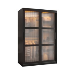 Flutes I Sliding Door Wardrobe 120cm - Black 120cm - thumbnail 2