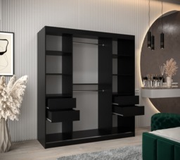 Parma III Sliding Door Wardrobe 180cm - Black 180cm - thumbnail 6