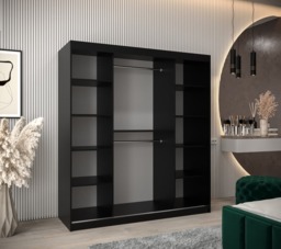 Parma III Sliding Door Wardrobe 180cm - Black 180cm - thumbnail 5