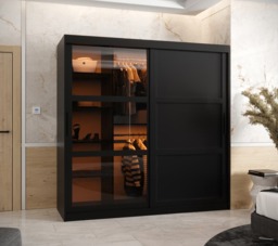 Parma III Sliding Door Wardrobe 180cm - Black 180cm - thumbnail 4