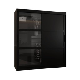 Parma III Sliding Door Wardrobe 180cm - Black 180cm - thumbnail 2