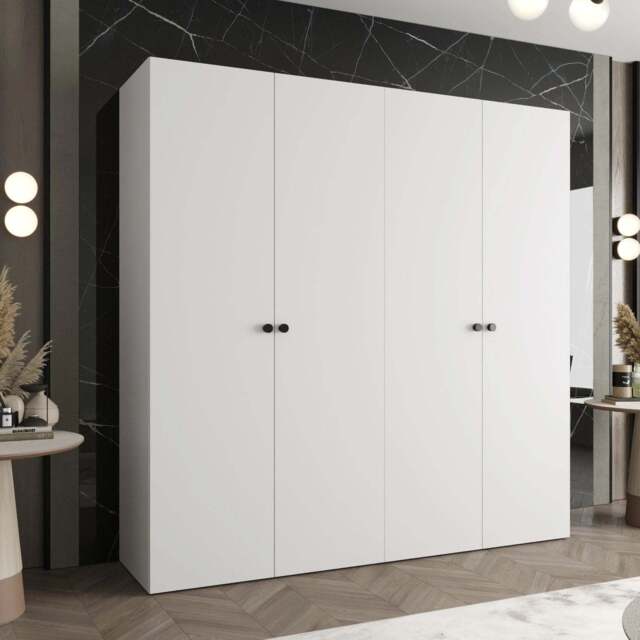 Parma I Hinged Door Wardrobe 200cm - White 200cm - image 1