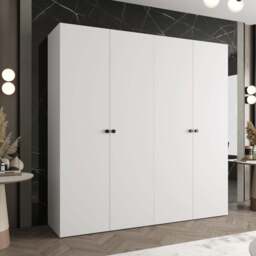 Parma I Hinged Door Wardrobe 200cm - White 200cm - thumbnail 1