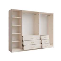 Konso Hinged Door Wardrobe 250cm - Beige 250cm - thumbnail 3