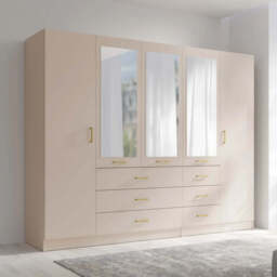 Konso Hinged Door Wardrobe 250cm - Beige 250cm