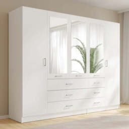 Konso Hinged Door Wardrobe 250cm - Beige 250cm - thumbnail 8
