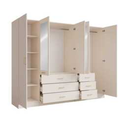 Konso Hinged Door Wardrobe 250cm - Beige 250cm - thumbnail 4