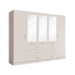 Konso Hinged Door Wardrobe 250cm - Beige 250cm - thumbnail 2