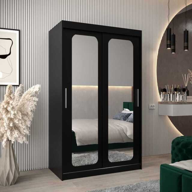Uppsala T3 Sliding Door Wardrobe 120cm - Black 120cm - image 1