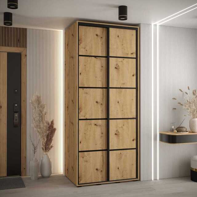 Cannes IV Sliding Door Wardrobe 110cm - Oak Artisan 110cm - image 1