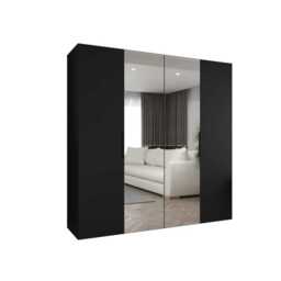 Marbella II Hinged Door Wardrobe 200cm - Black 200cm - thumbnail 2