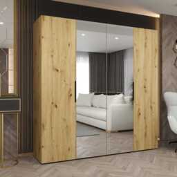 Marbella II Hinged Door Wardrobe 200cm - Black 200cm - thumbnail 8