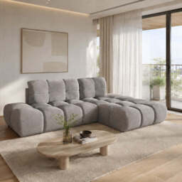 Corner Sofa Bed Noel - Grey 292cm Left - thumbnail 2