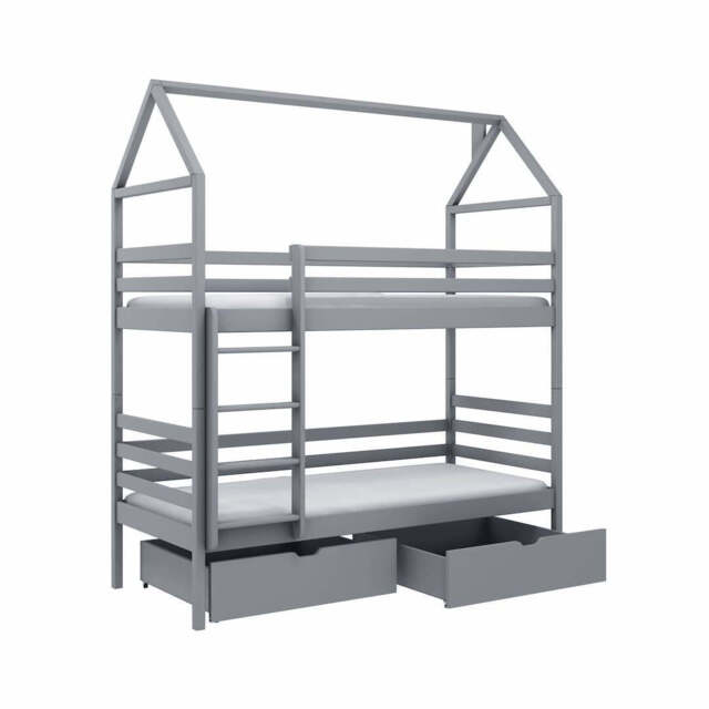 Wooden Bunk Bed Alex With Storage - Grey Without Mattresses - image 1