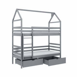 Wooden Bunk Bed Alex With Storage - Grey Without Mattresses - thumbnail 1
