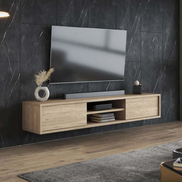 Frida 40 Floating TV Cabinet 180cm - Light Oak 180cm - image 1