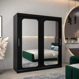 Uppsala T3 Sliding Door Wardrobe 180cm - Black 180cm - thumbnail 1
