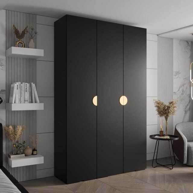 Inova IV Hinged Door Wardrobe 150cm - Black 150cm - image 1