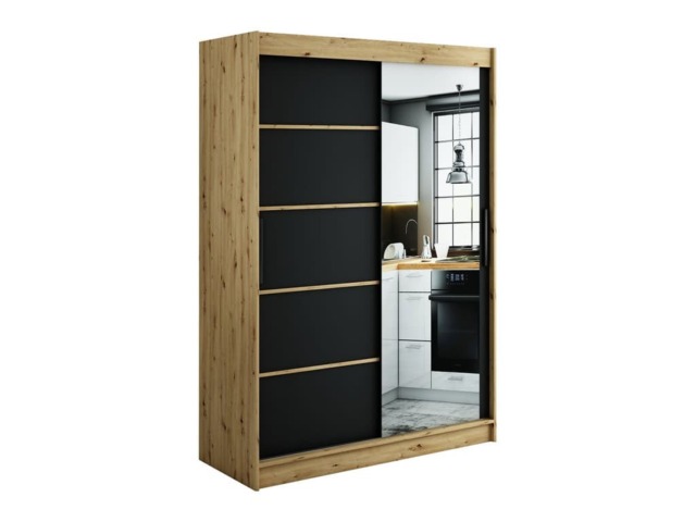 Leto V2 Sliding Door Wardrobe 150cm - Black 150cm - image 1