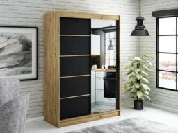 Leto V2 Sliding Door Wardrobe 150cm - Black 150cm - thumbnail 2